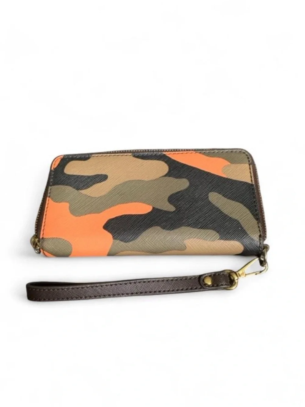 Michael Kors Orange Camo Jet Set Continental Wristlet Wallet EUC